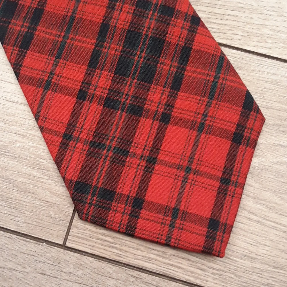 PENDLETON Red‎ Black Plaid Wool Mens Tie USA RARE